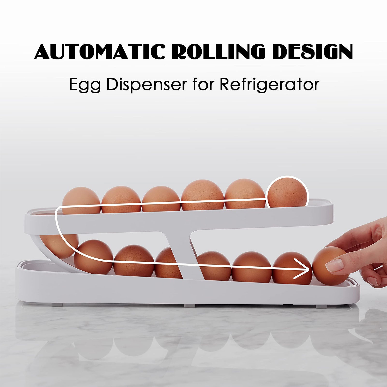 Automatic Scrolling Egg Rack Holder Storage Box Egg Basket Container Organizer Rolldown Refrigerator Egg Dispenser