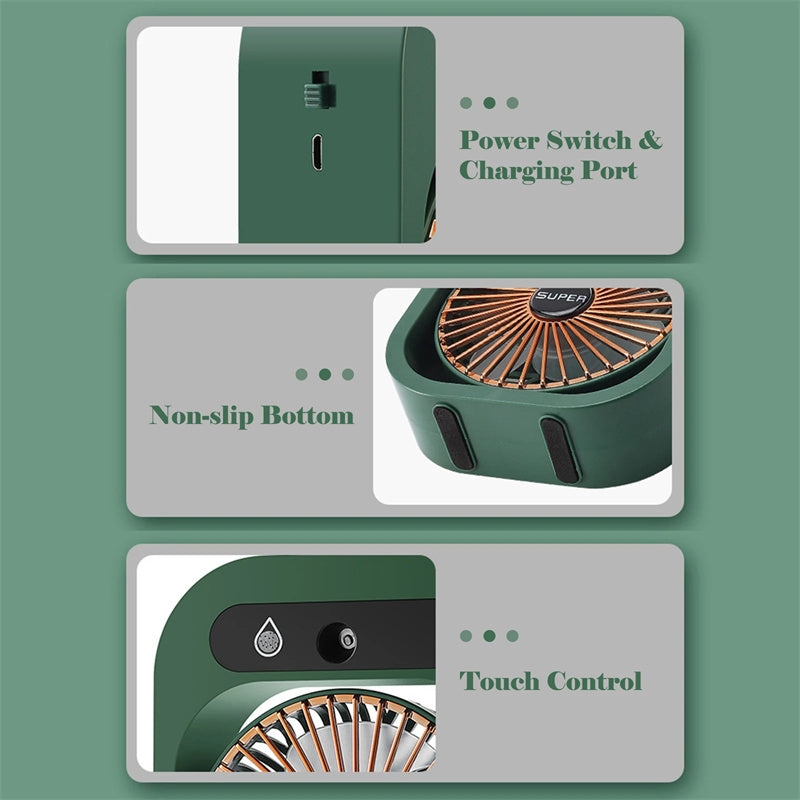 Air Conditioning Fan Desk Misting Fan Air Cooler Cooling USB Rechargeable Humidifier Portable Spray Fan