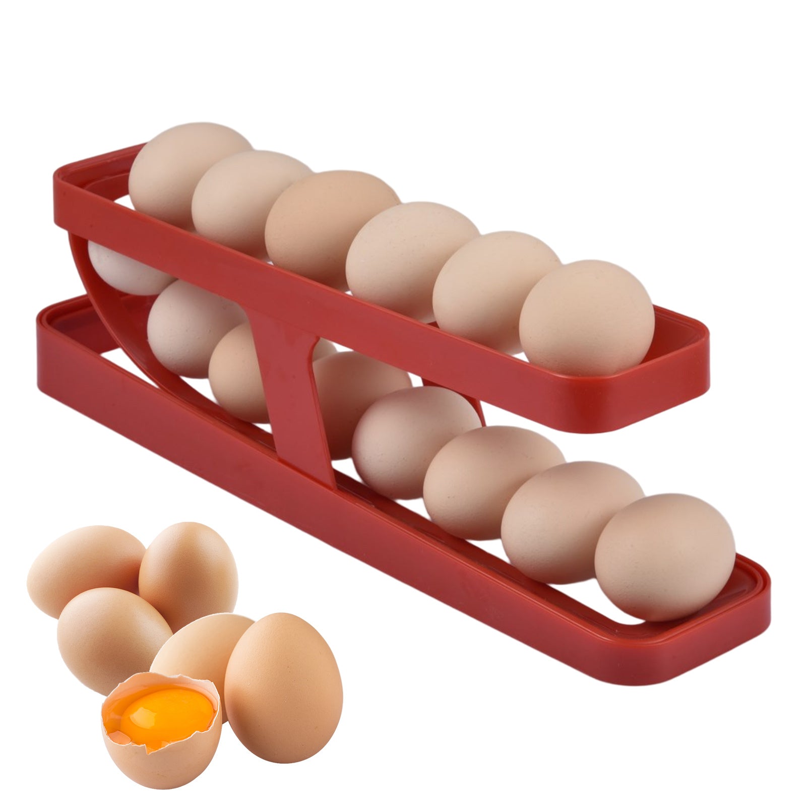 Automatic Scrolling Egg Rack Holder Storage Box Egg Basket Container Organizer Rolldown Refrigerator Egg Dispenser